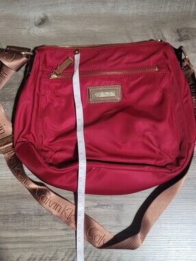 Calvin Klein Crimson Crossbody Bag with Branded Strap